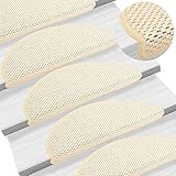 JKYOU 15 Stück selbstklebende Stufenmatten Sisal-Optik 65x25cm creme Haushaltsbedarf Treppenstufen