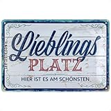 Nostalgic-Art Retro Blechschild, 20 x 30 cm, Lieblingsplatz – Geschenk-Idee für Nostalgie-Fans, aus Metall, Vintage-Design zur Dekoration mit Spruch