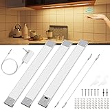 Enteenly Unterbauleuchte Küche Led, 3 x 30cm Schrankbeleuchtung Lichtleiste mit Berührungsloser Sensor, Dimmbare Unterschrank Beleuchtung für Regale,Vitrinen,Kleiderschrank,Warmweiß 2700k