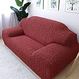 DSHUB Stretch-Sofa-Schonbezug, Sessel-Sofa-Schonbezug, hohe Elastizität, weiches Polyestergewebe, Sofa-Schutzbezüge, 250–280 cm, Rot