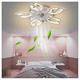 FARMAHAR Deckenventilator Lampe 6-Fach,Vom Handy Steuerbar Deckenventilator Lampe Klassische Mode Deckenventilator Led mit Fernbedienung für Wohnzimmer,Schlafzimmer,Kinderzimmer