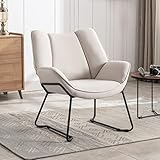 Wahson Sessel Wohnzimmer Einzelsofa Loungesessel modern Relaxsessel mit Metallbeinen, Leinen, für Wohnzimmer/Schlafzimmer, Beige