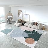 RUGMRZ Gebetsteppich Teppich Antirutsch Rosa blaues geometrisches Muster Modernes Design Rechteck schadet dem Boden Nicht Home Teppich Outdoor 200 x 300 cm