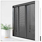 Xrdbfd Horizontal Jalousien, Verdunkelungs Venezianische Jalousie Aus Holz, Sichtschutzrollos, Massivholz Fensterrollos, Schwarze Venezianische Jalousette, 40-150cm Breit,WxH-125x225cm/49 * 89in
