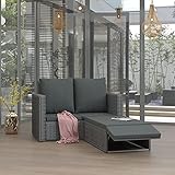 Yolola 2-TLG Rattan gartenmöbel Set Lounge Gartenmöbel Set balkonmöbel Set balkonmöbel Lounge gartensofa loungemöbel terrasse mit Kissen Poly Rattan-Grau-2-tlg