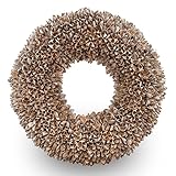 Quergang - Türkranz aus Bakuli-Früchten mit Ring zum aufhängen oder als Tischdekoration - dekorativer Kranz aus Naturmaterialien - handgefertigt (40cm, White Wash)