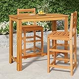FIRBNUS 120x60x105 cm Garten Bartisch Holztisch Bistrotisch Balkon Tische Esstisch für Hof Beistelltisch Terrassentisch Outdoor Tisch Massivholz Akazie für Innen- und Außenbereich