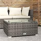 LAPOOH Garten-Couchtisch, Gartentisch, Terrassentisch, Esstisch Garten, Balkontisch, Gartenesstisch, Gartenmöbel, Partytisch, Grau 60x60x30 cm Poly Rattan und Glas