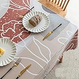 JIALIANG Tischtuch Leinen 130x200cm wasserdichte Tischdecke mit Lotus-Effekt, Tischdecke mit klassischem Muster, Fleckenschutz, pflegeleicht, waschbare Wohnkultur