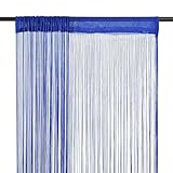 TOYOCC Dekor, Fensterbehandlungen, Vorhänge und Vorhänge, Fadenvorhänge, 2 Stück, 100 x 250 cm, Blau