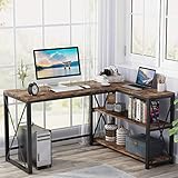 Tribesigns Eckschreibtisch, 130 cm Eckschreibtisch, L-förmiger Gaming Tisch Computertisch mit 2 Ablagen, Laptoptisch, Bürotisch, PC, Studio, Arbeitsstation für Home Office