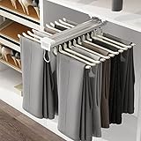 ybaymy Hosenbügel Ausziehbarer Hose Rack Hosenhalter Schrank Hosenauszug für Kleiderschrank Hosenbügel Platzsparend Ausziehbar, Beige