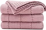 RECYCO Kuscheldecke Strickdecke 127x152cm Altrosa, Weich Warm Grob Gestrickt Decke Strick Wohndecke für Bett Sofa und Couch, Rosa