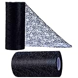 OSVINO Tischläufer Spitze Schwarz 15cm x 25m Hochzeitsdeko Retro Tischband Spitze Tischdeko, Dekorieren für Taufe Partys Hochzeit Weihnachten Kommunion Jubiläum, Handwerk Verpackung Material