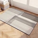 Heeboode Badematte Rutschfester Badezimmerteppich Absorbierender Badteppich 100x160cm Duschmatte Schnelltrocknende Badematte Home, Badvorleger rutschfest Waschbar, Bad Teppiche Badezimmermatte Grau