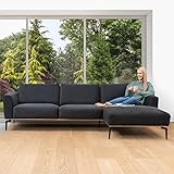 Comooda Soda Corner, Holz, Dunkelgrau, Ecksofa Rechts
