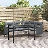 CIADAZ 2-TLG. Garten-Essgruppe, Gartenlounge Set, Gartenmöbel, Terrassenmöbel, Möbelsets, Sitzgruppe Garten, Gartengarnitur, Balkonmöbel Set, Anthrazit Stahl