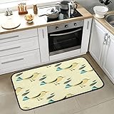 Vögel und Federn, gelbe Küchenteppiche, rutschfest, gepolstert, komfortabel, saugfähig, Bodenläufer, Teppich, Badteppiche für Eingangsbereich, Badezimmer, Schlafzimmer, Heimdekoration, 99,1 x 50,8 cm