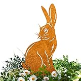 Terma Stahldesign Rost Gartenstecker Osterhase Handmade Germany Osterdeko für draußen und drinnen Gartendeko Frühling Rost Metall, Deko Ostern Hase Rost außen innen XXL