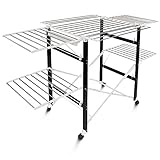 Todeco - Klappbarer Kleiderbügel, Klappbarer Wäscheständer - Material: Edelstahl - Größe der großen klappbaren Seitengitter: 49,0 x 43,2 cm (x 4 Teile) - 174 x 105 x 84 cm, Schwarz/Weiß