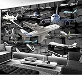 XLMING Großes Wandbild Modischer verbesserter 3D-Hintergrund Flugzeug Mobilisierung Schlafsofa Hintergrundbild-150cm×105cm