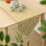 COERSD Eleganter türkisfarbener Tischläufer, Jacquard-Bettläufer mit Quasten, rote Tischdecke, schmal, für Zuhause, Party, Hochzeit, Esstisch-Dekoration