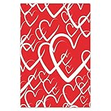 DecoCat Herdabdeckplatte Ceranfeld 35x52 cm Einteilig Weiße Herzen Liebe Rot (02005) Schneideplatte Glas Kochfeldabdeckung Herdabdeckung Induktionsschutz