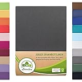 Boxspringbett & Wasserbett Spannbettlaken von leevitex® | Spannbetttuch | ÖKO-TEX | 180x200 – 200x220 cm | 100% Mako-Jersey-Baumwolle | 170 g/m² | 40 cm Steg | Anthrazit/Grau