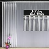 EASYHomefashion Fertiggardine nach Maß Voile Store weiß, maßgefertigt, halbtransparent mit 5er-FALTENBAND. Größe wählbar (Höhe 80-295 cm, Breite 225-1250 cm), Variante 250 x 375 cm (HöhexBreite)