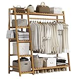 Topook Bambus Esel Aufhänger, offener Kleiderschrank, Holzbügel, Kleidung Schuhtasche, Korb, Esel multifunktionale Schlafzimmer Wohnzimmer Kleidung (80cm, 110cm, 130cm)