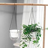Lmsoed Selbstbewässernd Blumenampel Hängeampel Blumentopf Pflanzen, Hängend Blumentopf mit 3 Hooks, Selbstbewässernder Baumwollseil Hängepflanztopf Blumenampeln für Garten Zuhause (21x21x20cm)