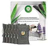Air Wick Bambus-Aktivkohle Duftkissen Lavendel – Geruchsentferner und Lufterfrischer für Autos, Kleiderschränke, Schubladen, u. v. m. mit Entfeuchter-Funktion – 6 x 60 g