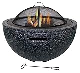 Feuerstellen Holzfeuerstelle für den Außenbereich, Grillfeuer, schwarzes Marmordesign, Magnesiumoxidmaterial
