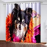 Vorhang Blickdicht 3D Modischer Süßer Welpe Gardinen Mit Ösenvorhang 2Er Set 200x160 Cm Verdunkelungs Kindervorhänge Für Wohnzimmer Schlafzimmer Kinderzimmer Deko, Blickdichte Verdunklungsgardine