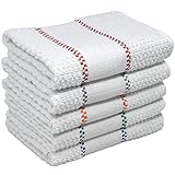 Towelogy® Premium Küchenhandtücher 100% Baumwolle Jumbo Weich & Saugfähig Geschirrtücher Frottee 60x40 cm (Weiß/Dobby Weave, 5)