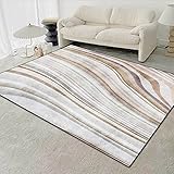 KeletiRug Teppich modern Wohnzimmer Esszimmer Schlafzimmer Teppich Kurzflor Teppich für einfache Pfleges Gewölbter Streifen hellgrau-braun 140x200 cm