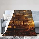 Fantasy Piratenschiff-Decke, superweich, Flanell, Überwurfdecken für Sofa, Bett, Wohnzimmer, Ganzjahresdecke, große Größe