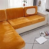 Sofa Sitzkissenbezug Samt, Sofa Sitzbezug Stretch rutschfest, Elastischer Kissenbezüge, Husse Überzug Bezug Für Sofa Sitzkissen (Orange,Backrest Cover)