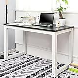 HAINEW Schreibtische Stahlgestell Computertisch 1.5cm MDF-Desktop Einfach Bürotisch Arbeitstisch PC-Tisch für Büro, Homeoffice, Arbeitszimmer, 120×60×75cm (Schwarz)