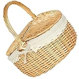 GANAZONO Outdoor-Picknickkorb Korbgeflecht Ei-Aufbewahrungskorb Füllhornkorb Herzstück Hochzeitskorb Deckelkorb Eierbehälter Neuartiger Lebensmittelkorb Partybrot Geflochtene