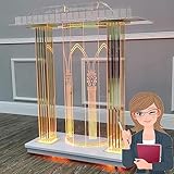 Hosrme Kanzeln Für Kirchen, Transparentes Acrylpodium, Tragbares Mobiles Stehpult, Rädern Rednerpult Mit Ablage, Podium Mit Acryl Und MDF, Stehpult Lesepult Für Konferenzen, Auditorium, Klassenzimmer