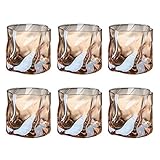 Glasbecher Glasbecher, 6er-Set, farbig, Kristallglas, speziell, kreatives Rock-Quartett-Glas, Whiskey-/Wein-/Brandy-Becher, Whiskeybecher, Likörbecher, 9,8-Unzen-Trinkgläser (Farbe: C) (Grau B)