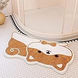 REMEK Eckdusche Duschvorleger, Weiche Mikrofaser Halbrund Duschvorleger, Waschbar Badvorleger rutschfest Duschmatte Badteppich für Dusche, Badewanne und Toilette