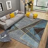 RUGMRZ Couch Klein Für Jugendzimmer Bettumrandung Teppich Mehltau beständiger graublauer geometrischer Muster Schlafzimmer Teppich modern ohne Verformung Moderne Teppiche 80X200CM