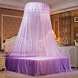 Moskitonetz Betthimmel Baby Doppel Teenager Mädchen Kinder Prinzessin Zubehör Dekoration Kinderzimmer Spitze Romantische Violett