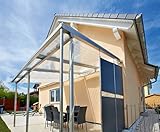 Terrassendach Terrassenüberdachung Carport Komplettset Acrylglas 16/64 Farblos Stegplatten Tiefe:2000mm|Breite:2080mm - Mehrere Maße verfügbar