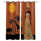 KDGGLUCK Ethnische afrikanische Frau Fensterschattierungsvorhänge Wohnzimmer Schlafzimmer Küche Vorhang für Kinder Vorhänge Fensterbehandlung -100x200cm(BxH) 39x79in x2