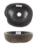 wohnfreuden 30 cm ovales Naturstein Waschbecken in grau Unikat Auswahl