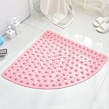 HUTVD Duschmatte rutschfest Dreieckig, 54 x 54 cm Weich Komfort Sicherheits Badewannenmatte mit Ablauflöchern, PVC Massage Antibakterielle Badematte für Badewanne und Nassbereiche (Rosa)