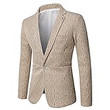 Sakko Herren Sportlich Leinen Regular Fit Männer Blazer Modern Freizeit Sakkos Anzugjacke Sommersakko(Khaki,L)